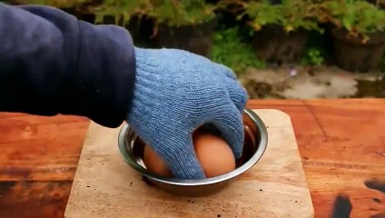 Putting a Hot Iron Ball Above the Egg, See the Results!