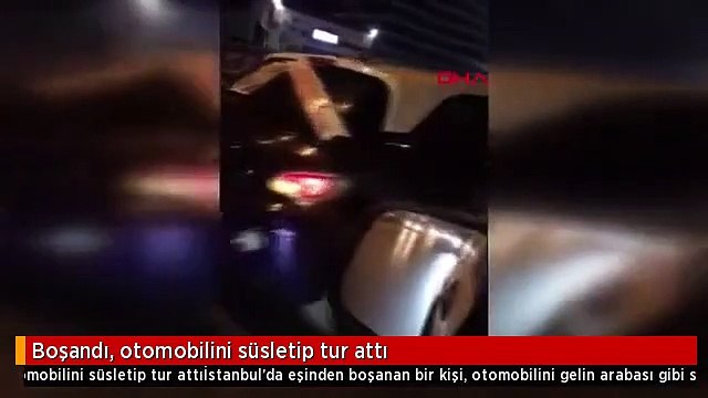 Bu da boşanıyorum arabası! Damat gibi giyinip tur attı