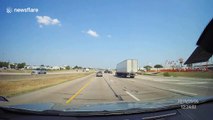 Dashcam captures moment concrete chunk smashes into windshield of Dallas driver