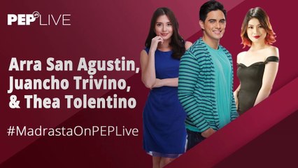 Arra San Agustin, Thea Tolentino, and Juancho Trivino do not really know what Madrasta means before their show | PEP Live