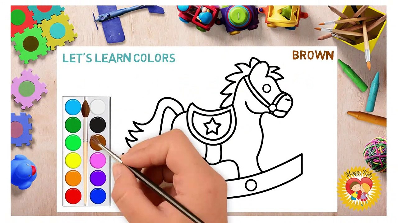 Horse toy - draw and color - coloring pages - kids video