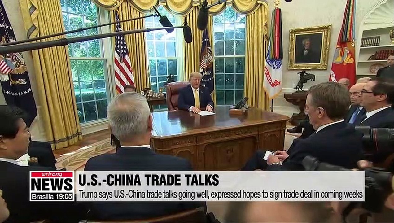 Trump says U.S.-China trade talks going well, expressed hopes to sign trade deal in coming weeks