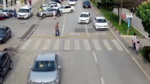 Yayalara yol vermeyen araçlara drone'lu denetim