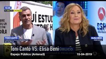 Los de la periodista Elisa Beni es para hácerselo mirar: dice a Toni Cantó que le ha metido un ‘zasca’ y se lleva un palo glorioso