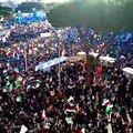 Piazza San Giovanni ripresa dall' alto durante la manifestazione di Matteo Salvini a Roma