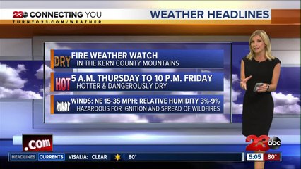 A Fire Weather Watch will impact the mountains later this week