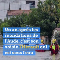 La ville de Béziers touchée par de très fortes pluies : ils font du surf en centre-ville