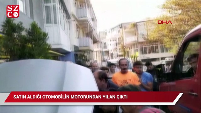 Satın aldığı otomobilin motorundan yılan çıktı