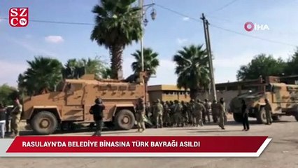 Resulayn'da belediye binasına Türk bayrağı asıldı