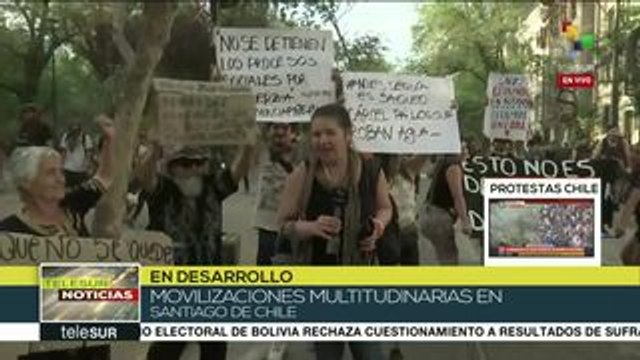 Persisten movilizaciones multitudinarias en la capital de Chile