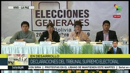 Bolivia: rechaza Tribunal Supremo Electoral acusaciones de fraude