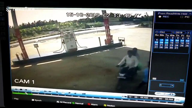 Car with five passengers sent flying in crash by petrol station in central India