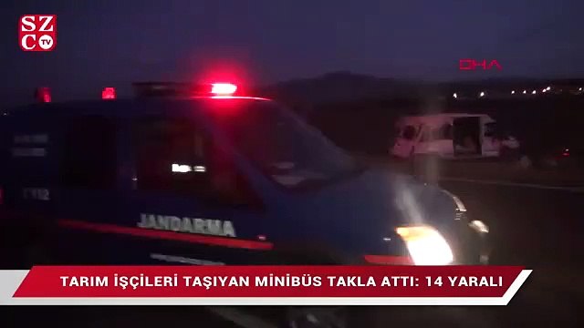 İşçileri taşıyan minibüs kaza yaptı
