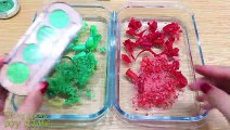 Red vs Green ! Apple and Pear - Mixing Makeup Eyeshadow into Clear Slime Satisfying Slime #599