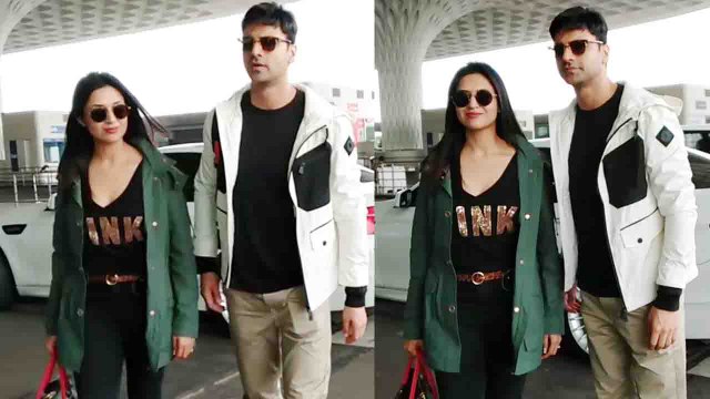 Divyanka Tripathi & Vivek Dahiya leave for London,spotted at Mumbai airport; Watch video | FilmiBeat