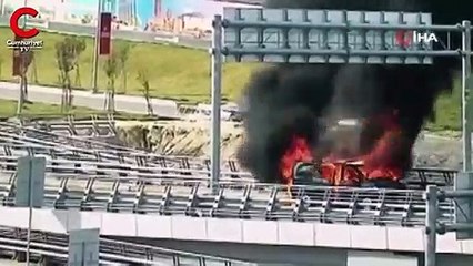 İstanbul Havalimanı’nda VIP araç alev alev yandı