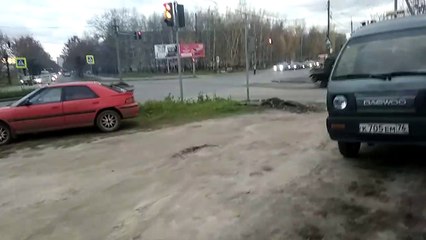 Tank Plows into Oncoming Traffic