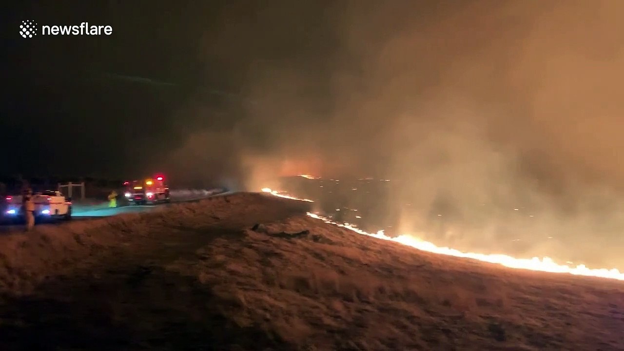 US Firefighters battle against the Kincade Fire in Sonoma Wine Country