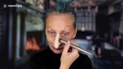 Make-up artist transforms herself into the evil witch from Snow White