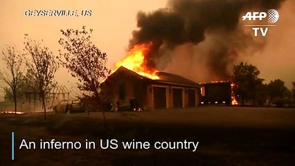 Wildfire roars through California wine country