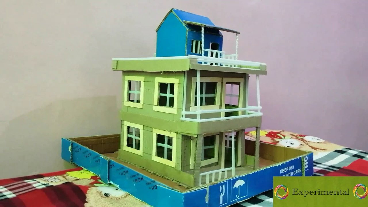 Cardboard art and craft / how to make a beautiful house from cardboard