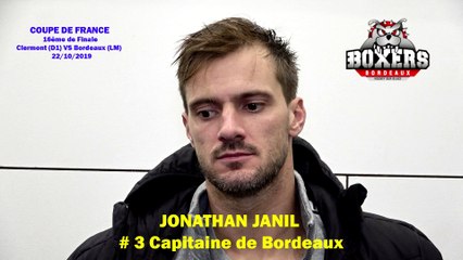 Hockey sur Glace Interview Jonathan Janil #03 Capitaine des Boxers de Bordeaux 16ème de Finale Coupe de France Clermont_VS_Bordeaux 2019-10-22