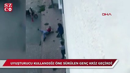 Uyuşturucu kullandığı öne sürülen genç, sokak ortasında kriz geçirdi