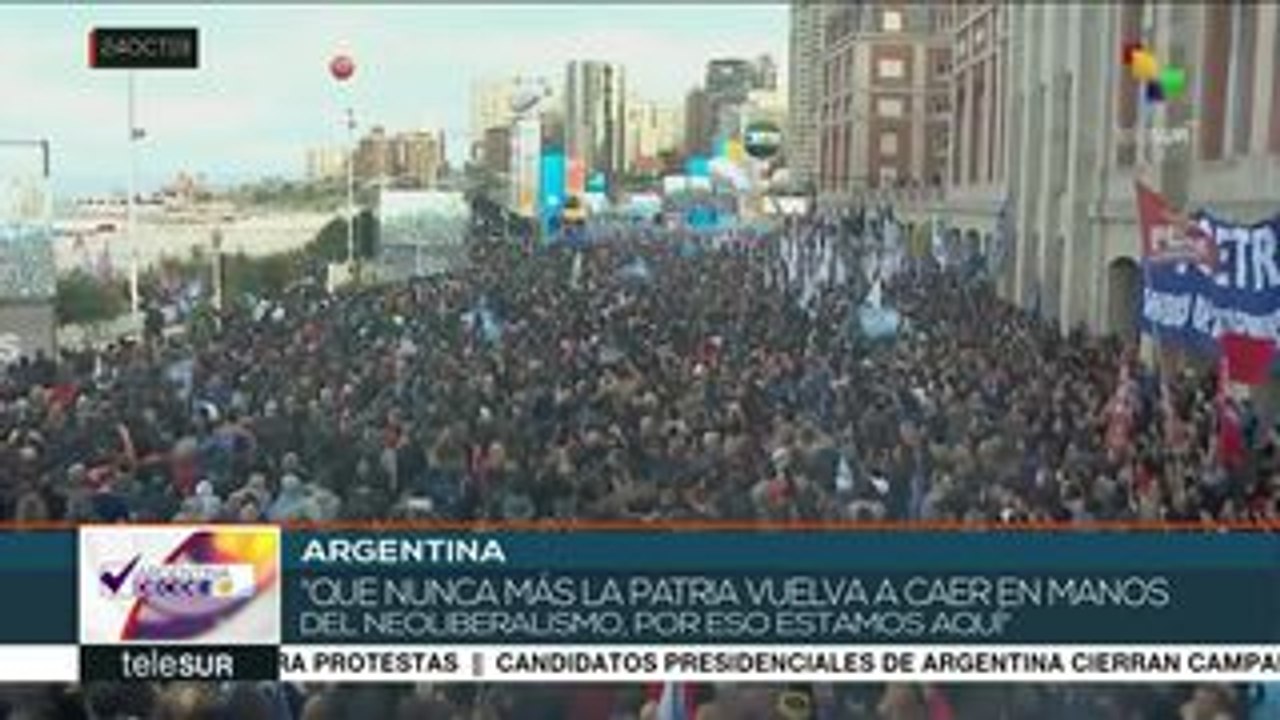 Argentina: con masivo acto cierra campaña Alberto Fernández