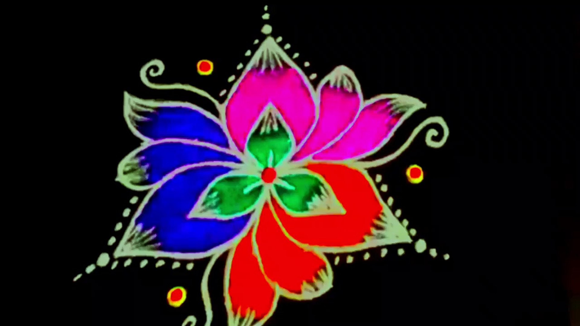 Spot Tube || Simple Rangoli Design with Beautiful Colours & Dots 7x4 For  Beginners _ Easy Kolam || सुंदर रंग और डॉट्स के साथ सरल रंगोली डिजाइन  शुरुआती के लिए 7x4 _
