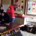 Did he just hit the female teacher and get knocked the f....out