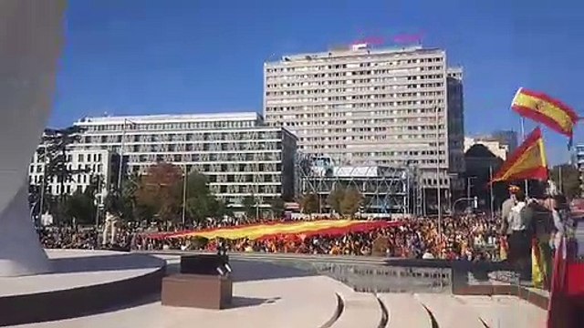 Vox se concentra por la unidad de España con una bandera 1.000 metros cuadrados