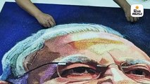 PM નરેન્દ્ર મોદીની રંગોળી કલાકારે સાબુદાણા,કલર અને પાઉડરથી બનાવી