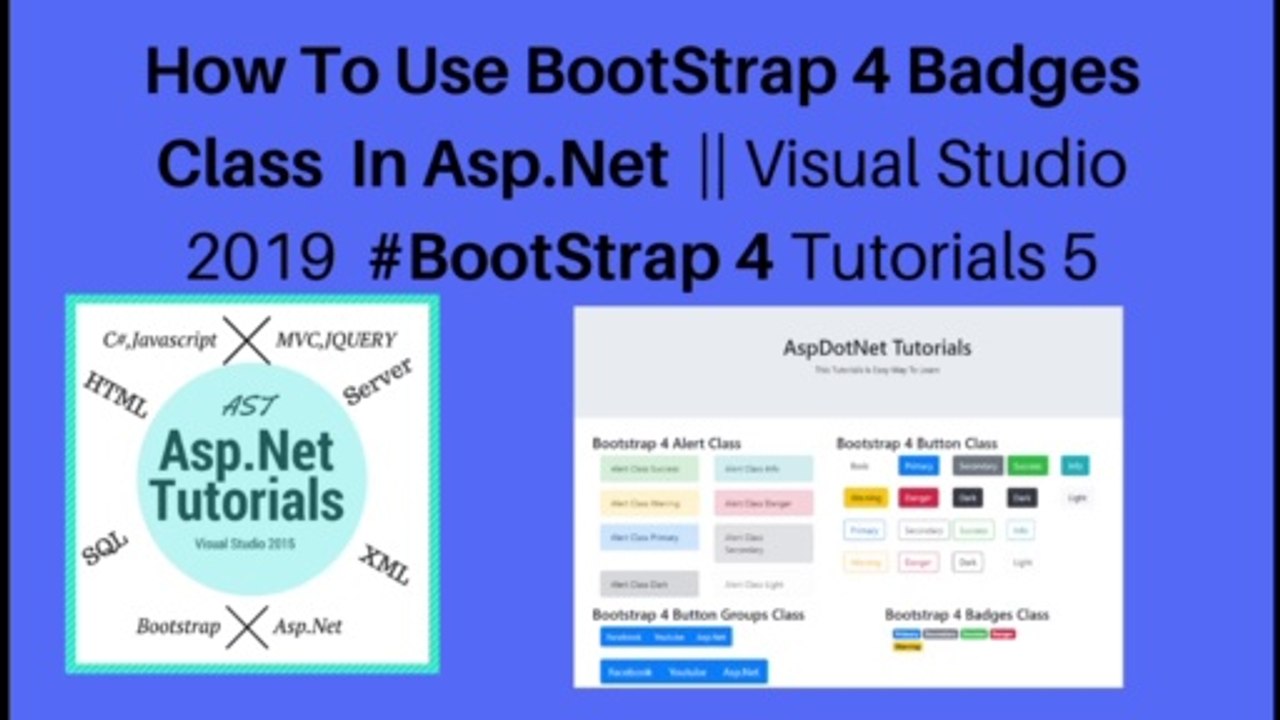 How to use bootstrap 4 badges class in asp.net || visual studio 2019 #bootstrap 4 tutorials 5