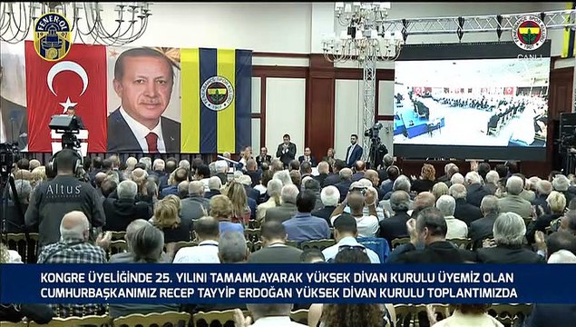 Kongre üyeliğinde 25. yılını tamamlayarak Yüksek Divan Kurulu Üyemiz olan Cumhurbaşkanımız Recep Tayyip Erdoğan ( Fenerbahçe Spor Kulübü Yüksek Divan Kurulu Ekim Ayı Olağan Toplantısı) TAM KAYIT