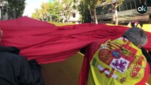 Vox cubre la plaza de Colón con una gigantesca bandera de España del tamaño de una piscina olímpica