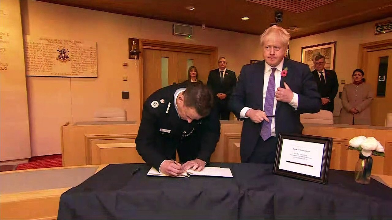 Boris Johnson and Priti Patel pay their respects in Essex