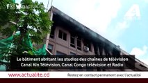 Le bâtiment abritant les médias de Bemba en feu