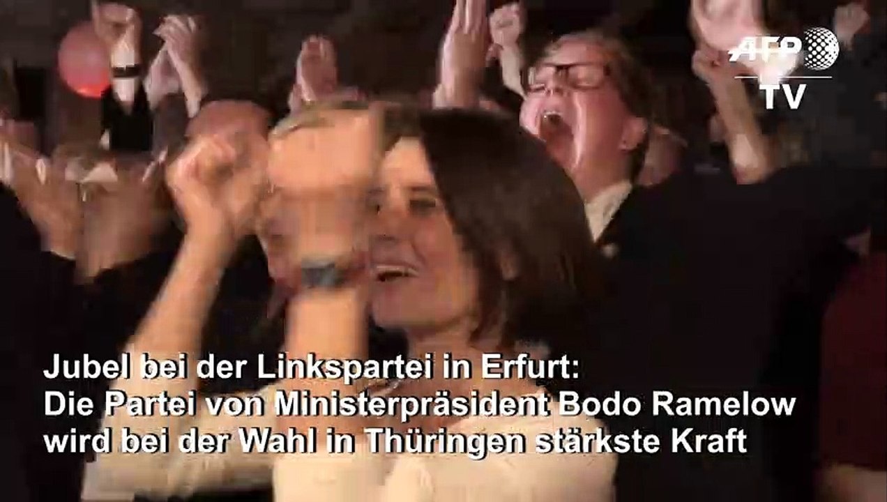 Thüringen- Wahl: Linke-Anhänger feiern Wahlsieg