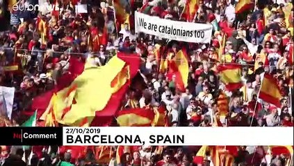 Tens of thousands protest against Catalan separatism in Barcelona