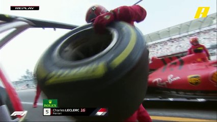 لوكلير يتأخر بسبب فشل تثبيت الإطار الخلفي بالسرعة المطلوبة خلال التوقف