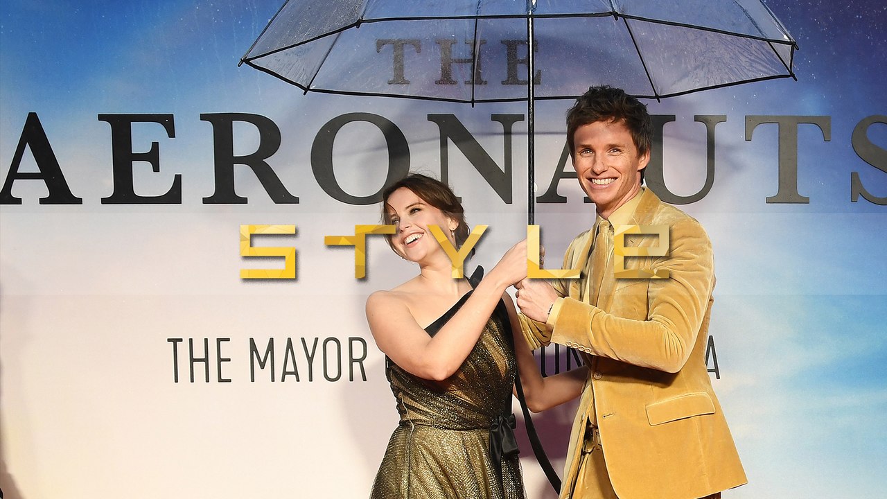 Eddie Redmayne and Felicity Jones on The Aeronauts red carpet at the BFI London Film Festival