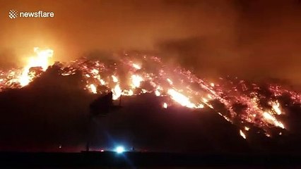 Intense scene as roaring Getty Fire threatens museum, highway and hundreds of Los Angeles homes