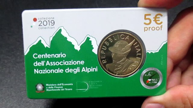 5 Euro Italia 2019 Proof - Coincard Alpini 100° Anniversario ANA
