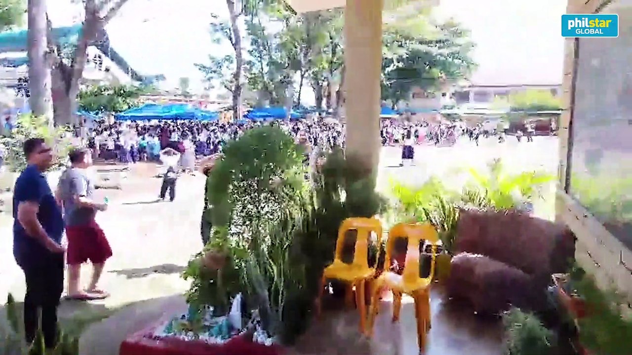 Students, teachers evacuate to open space after Magnitude 6.6 quake in Northern Mindanao