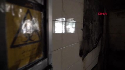 Tel abyad'da teröristler tarafından yakılan hastanenin görüntüsü