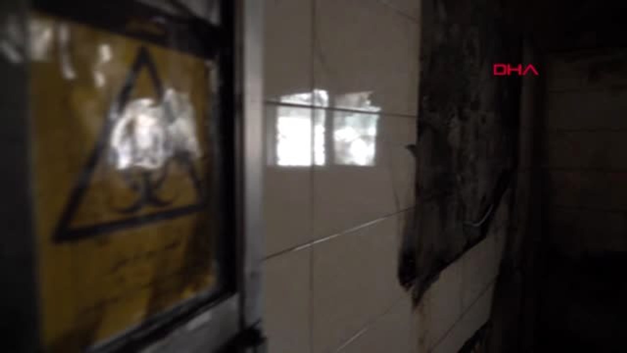 Tel abyad'da teröristler tarafından yakılan hastanenin görüntüsü