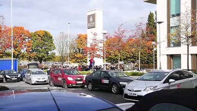Leeds taxi drivers protest at Elland Road
