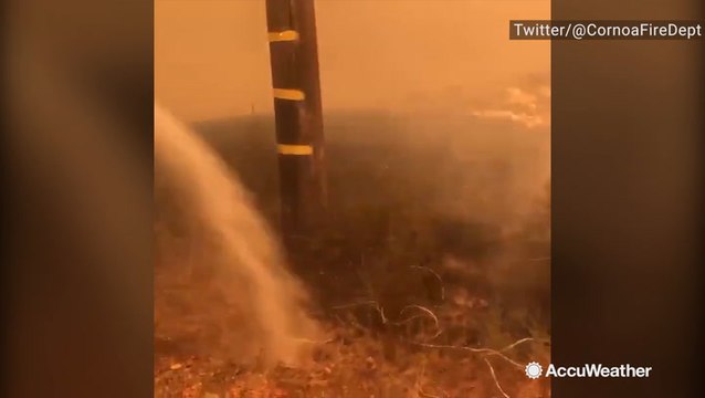 Firefighters battle the Kincade Fire amidst heavy wind