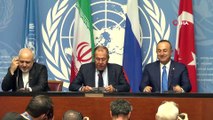 Dışişleri Bakanı Çavuşoğlu, Rus ve İranlı mevkidaşlarıyla ortak basın toplantısı düzenledi