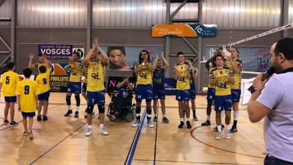 Volley-ball - La joie des Spinaliens à la fin du match contre Tours